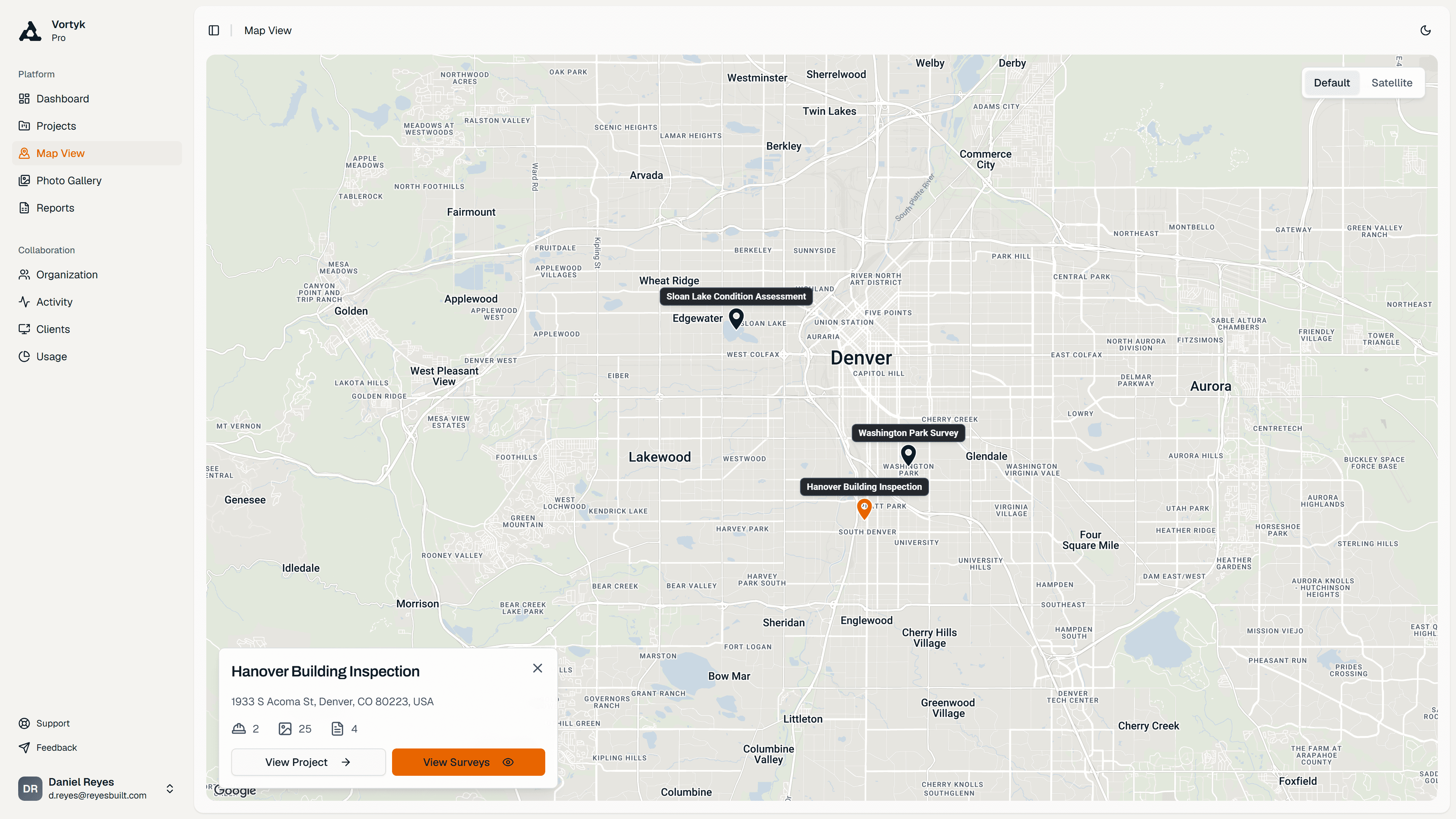 Interactive map with photo pins