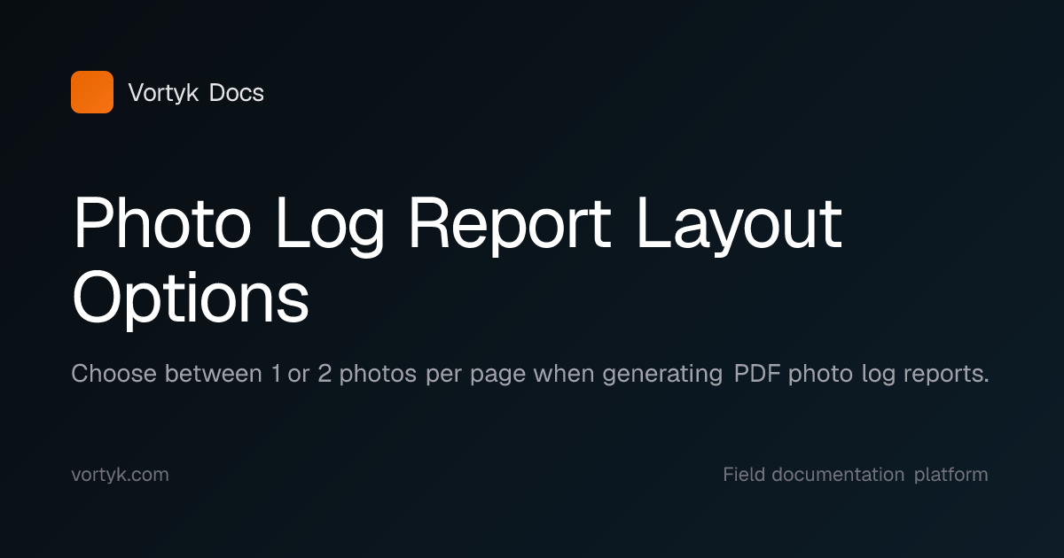 Photo Log Report Layout Options | Vortyk | Vortyk